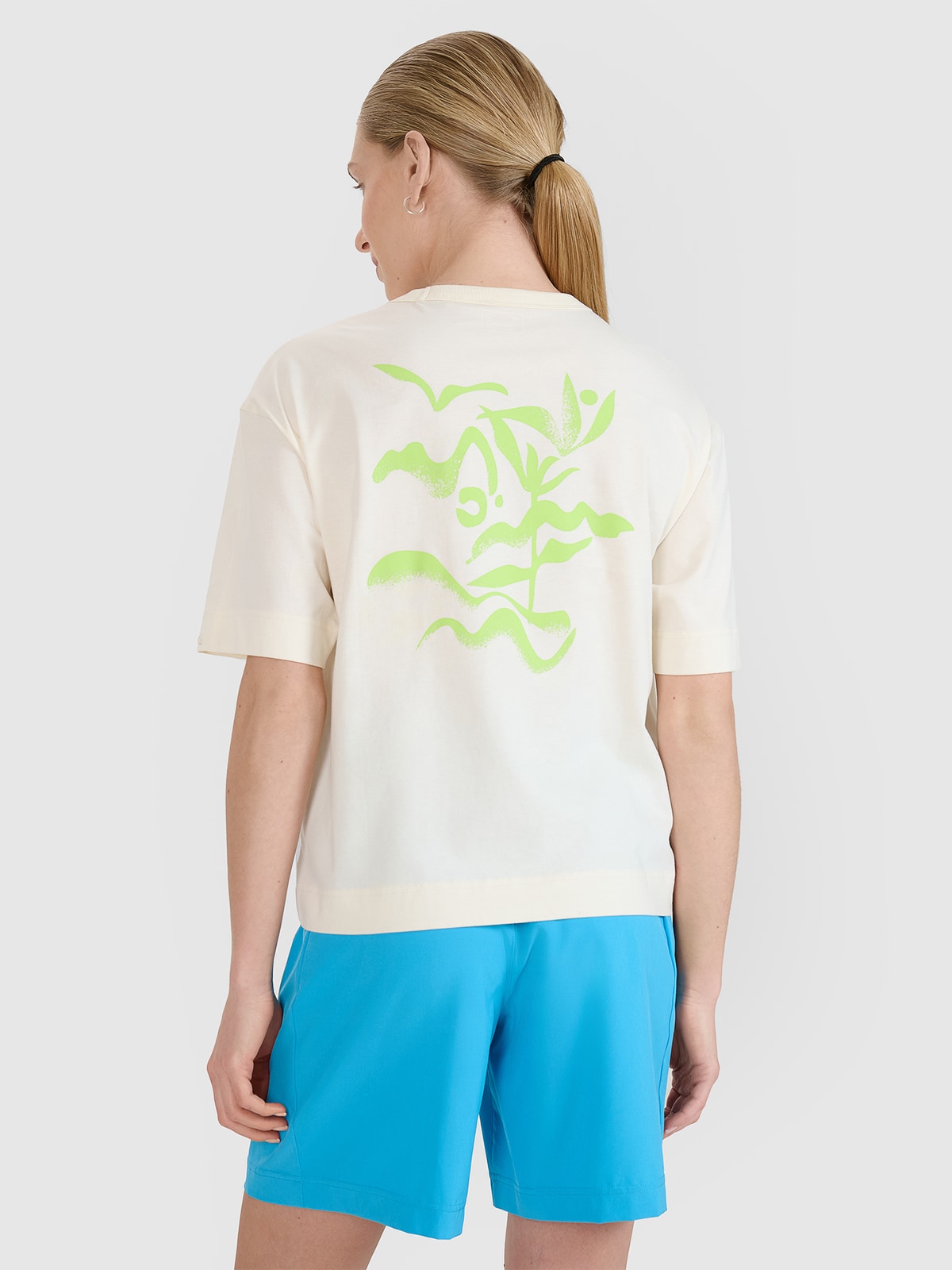 4F T-shirt regular z nadrukiem damski - biały L