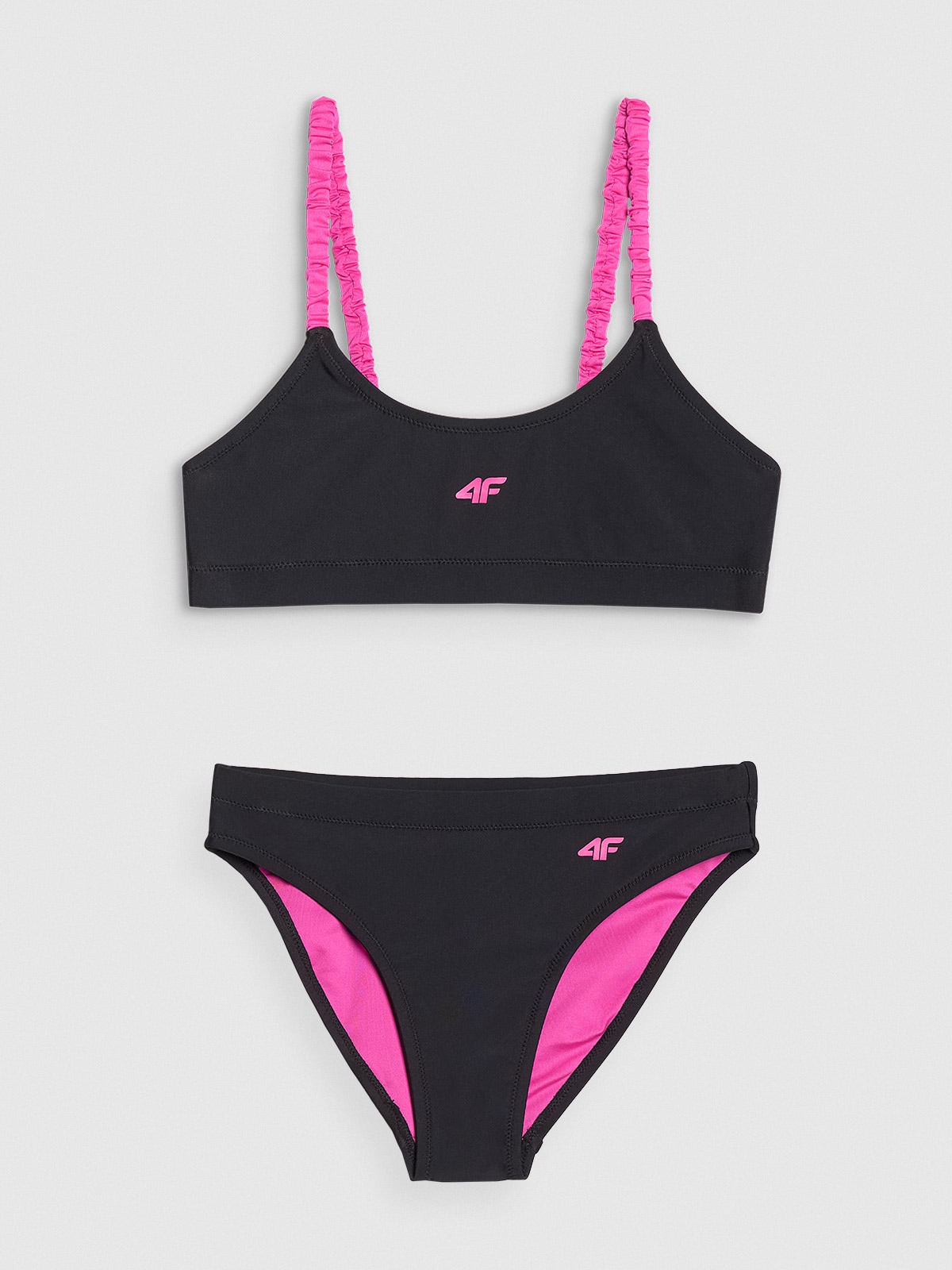 4F Kostium kąpielowy dwuczęściowy dziewczęcy - czarny 122/128 (6-8 lat)