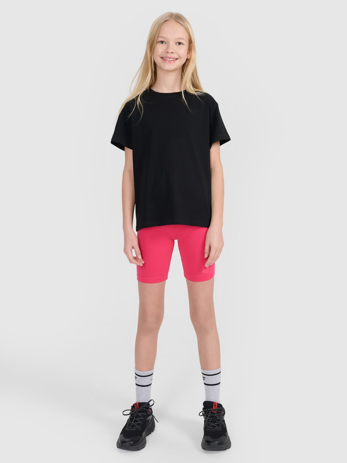 4F Legginsy kolarki dzianinowe dziewczęce - różowe 128 (7-8 lat)