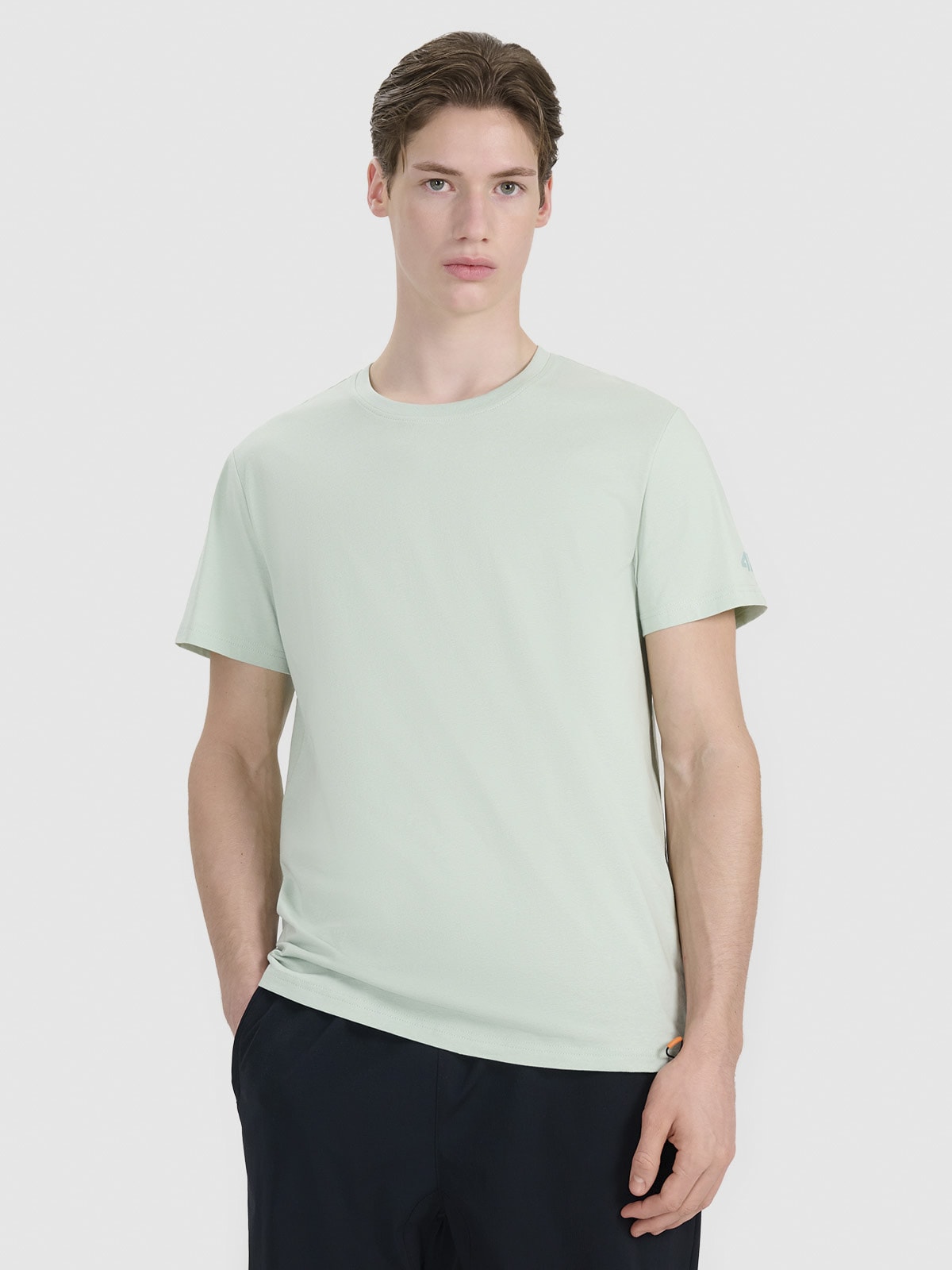 4F T-shirt regular z nadrukiem męski - turkusowy 3XL