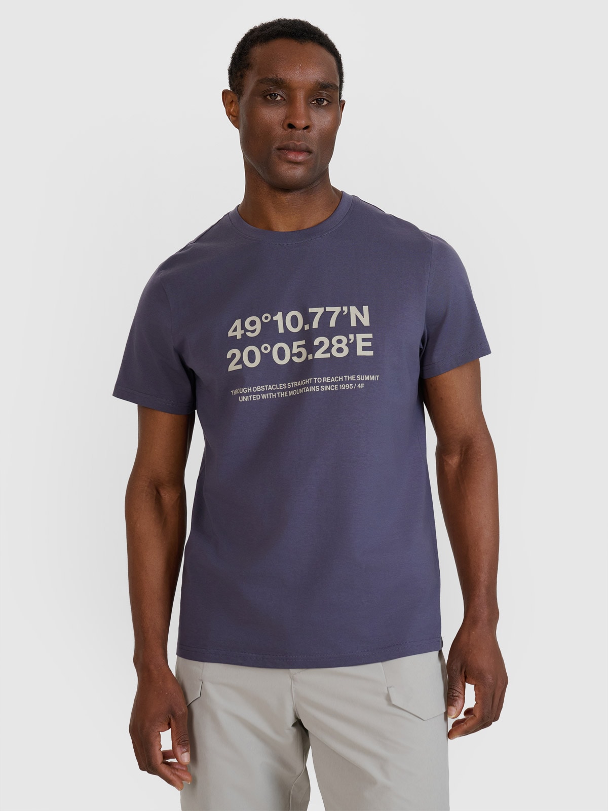 4F T-shirt regular z nadrukiem męski - szary L