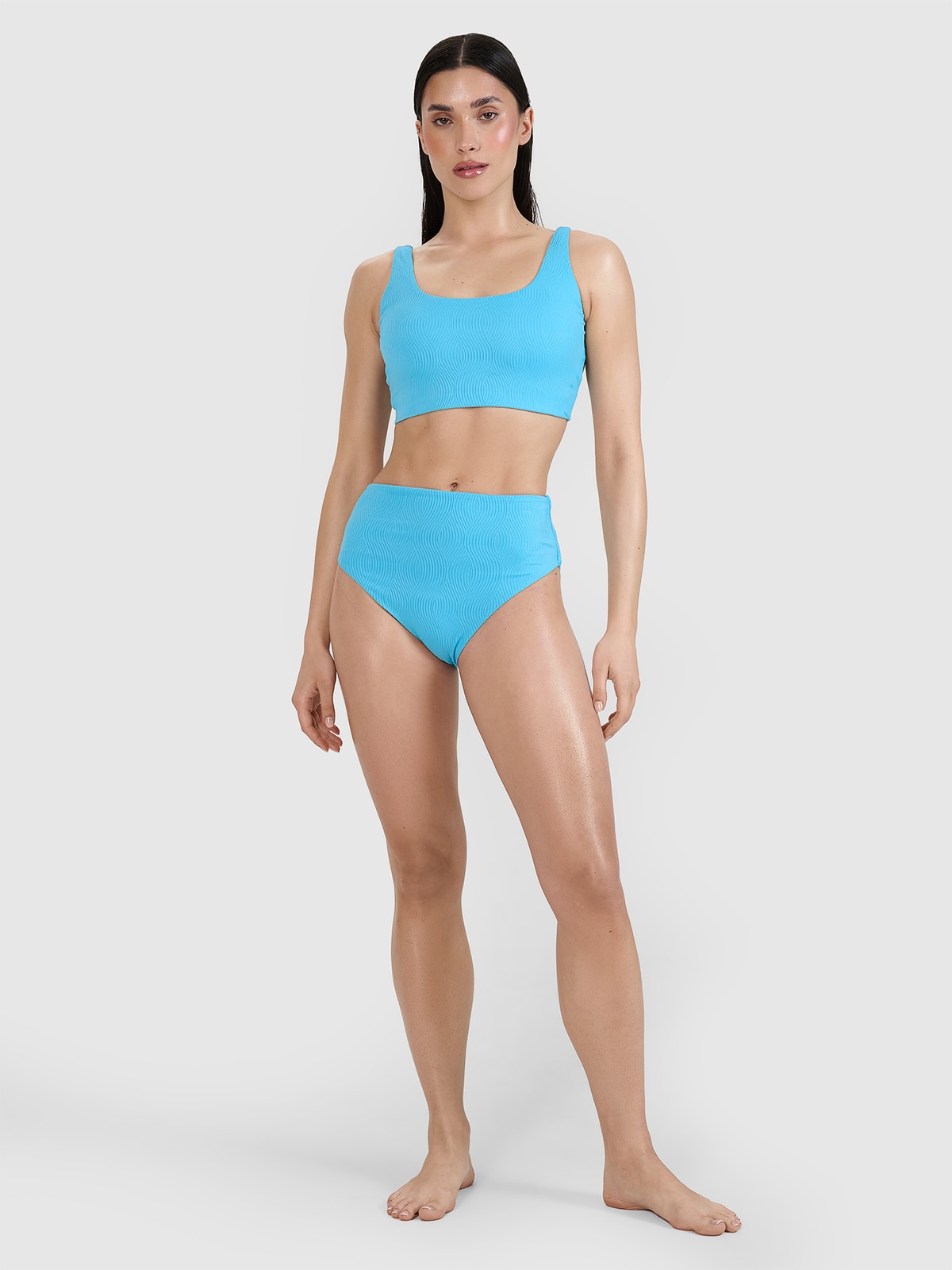4F Dół od bikini damski - turkusowy L