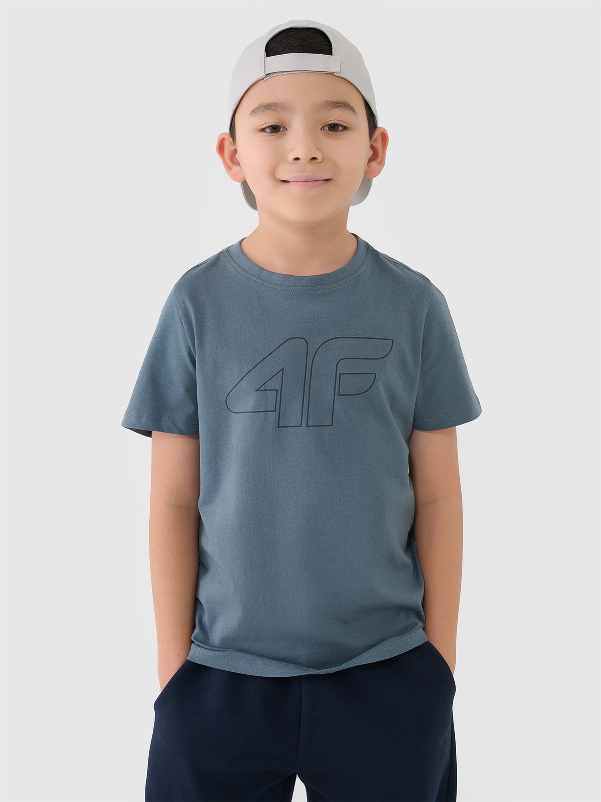 4F T-shirt z nadrukiem chłopięcy - turkusowy 128 (7-8 lat)