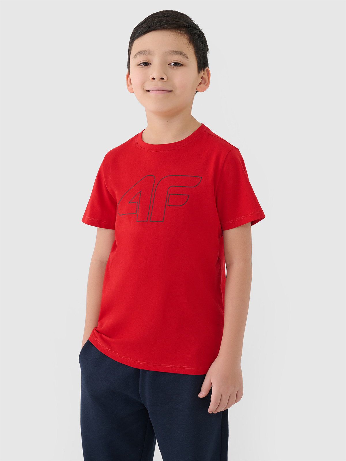 4F T-shirt z nadrukiem chłopięcy - czerwony 122 (6-7 lat)