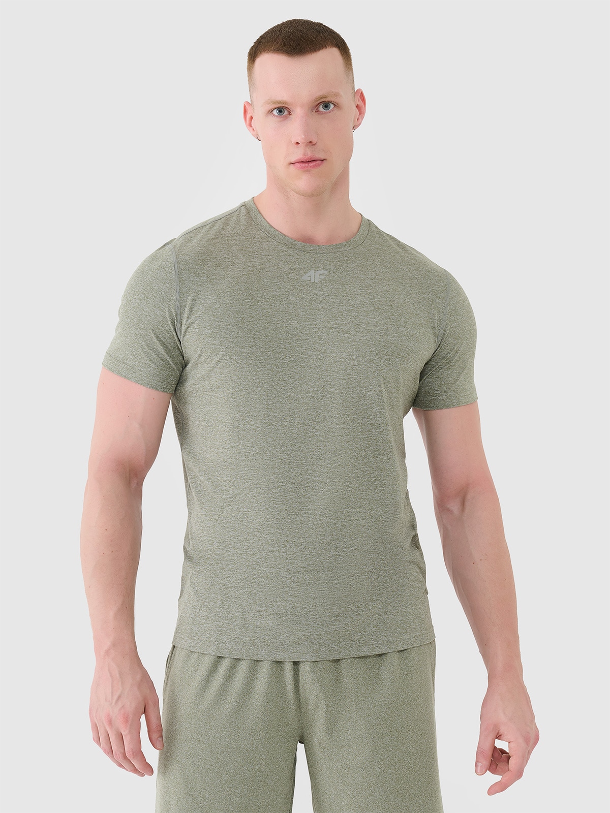 4F Koszulka treningowa szybkoschnąca męska - oliwkowa/khaki 3XL