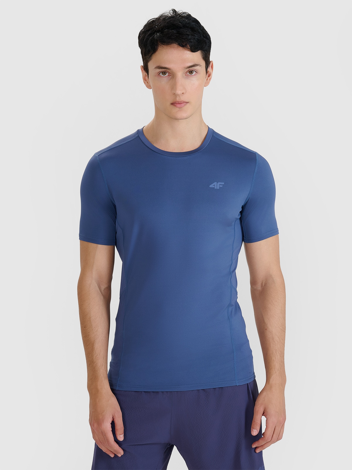 4F Koszulka do biegania slim szybkoschnąca męska - granatowa M