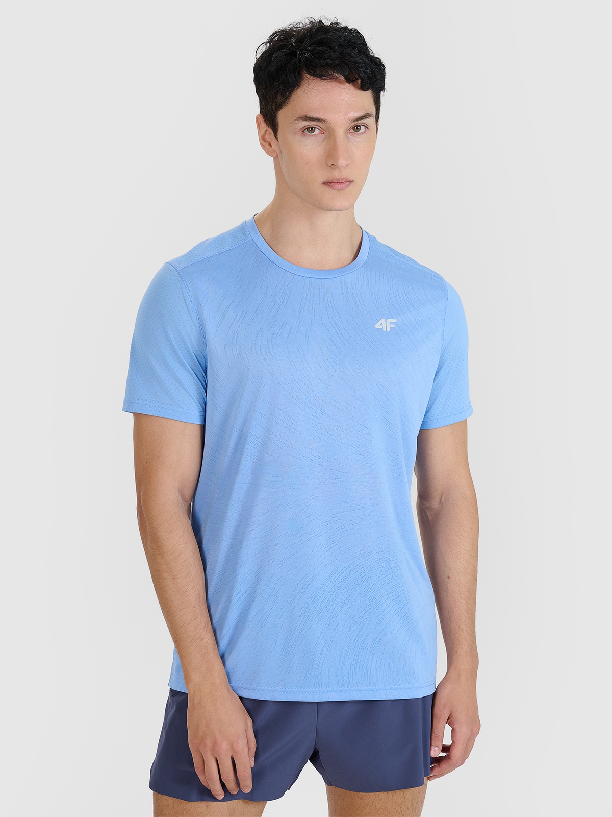 4F Koszulka do biegania regular szybkoschnąca męska - niebieska L