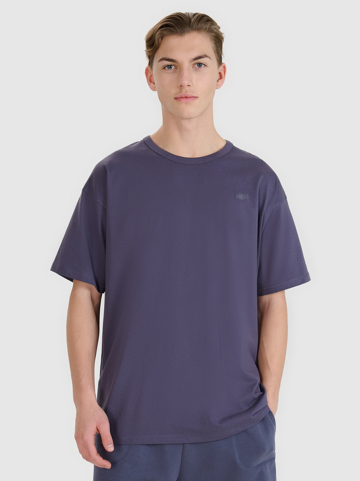 4F T-shirt oversize gładki uniseks - szary M