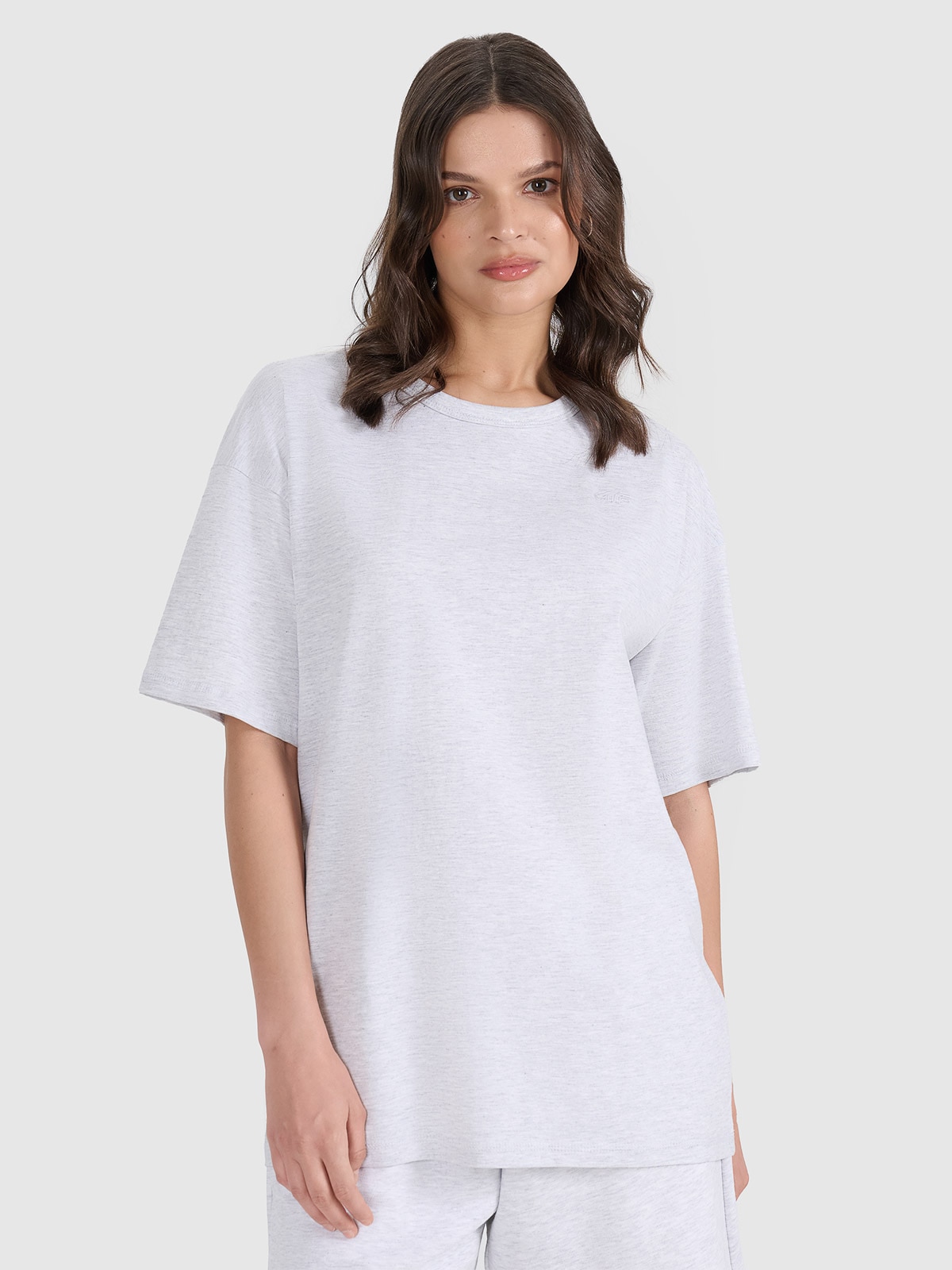 4F T-shirt oversize gładki uniseks - szary M