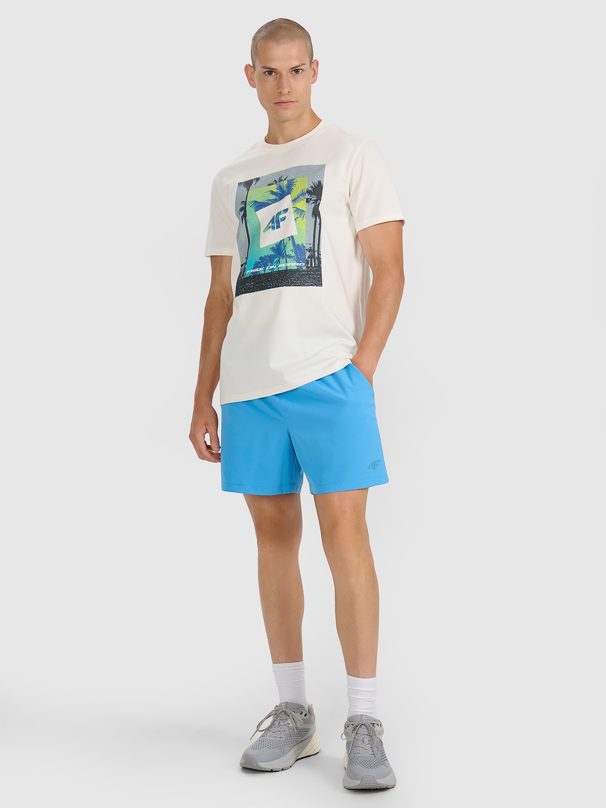 4F Spodenki plażowe męskie - niebieskie L