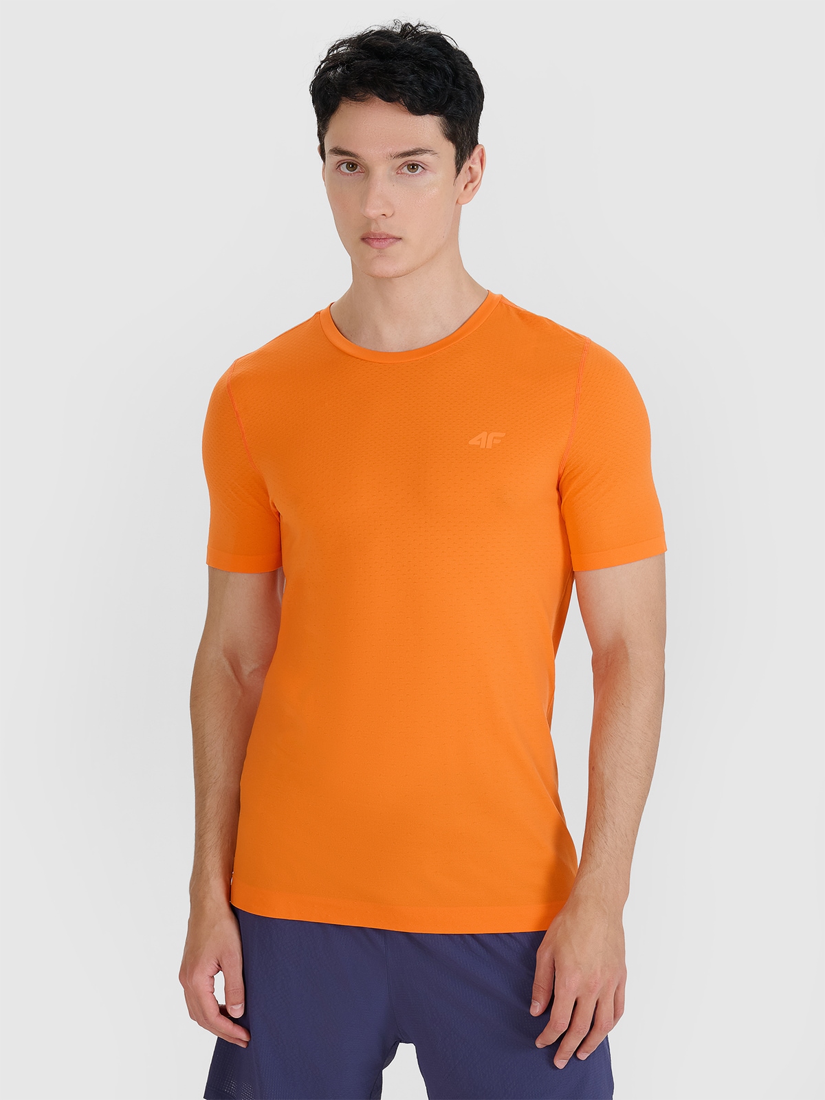 4F Koszulka do biegania szybkoschnąca męska - pomarańczowa L/XL