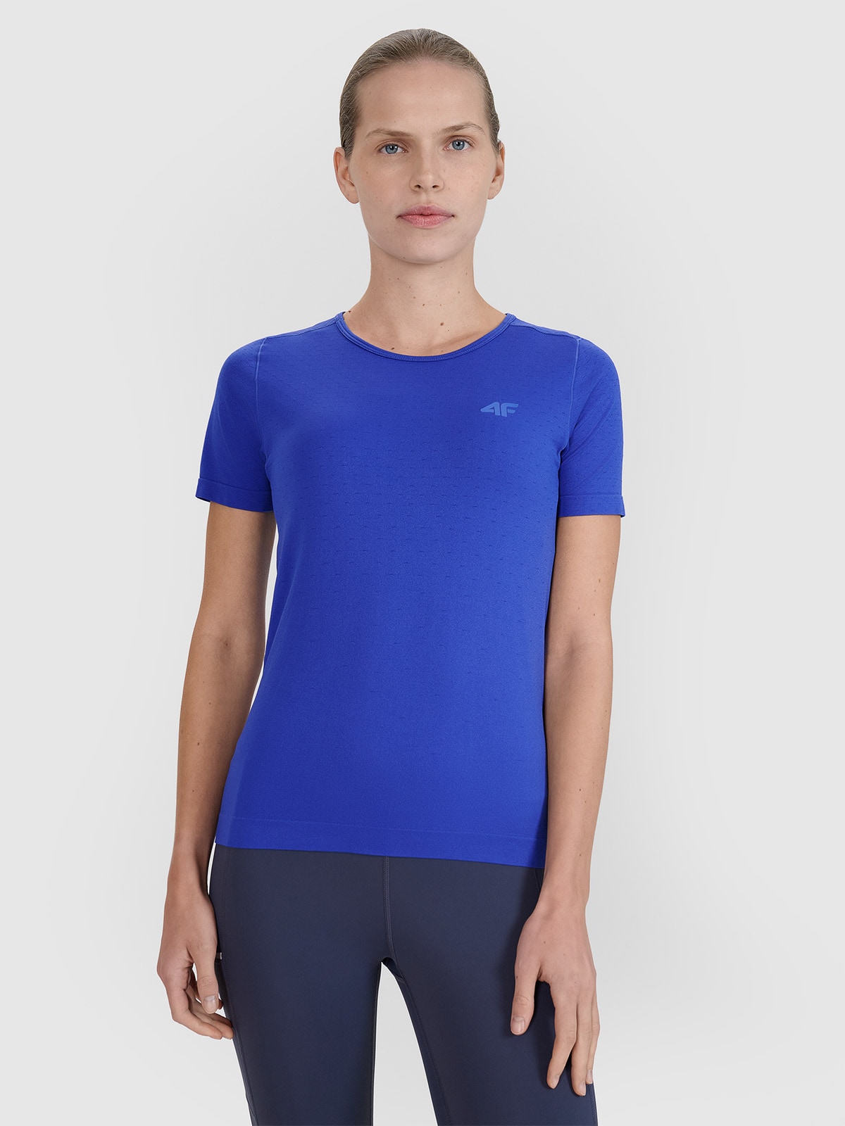 4F Koszulka do biegania w terenie regular damska - niebieska M/L