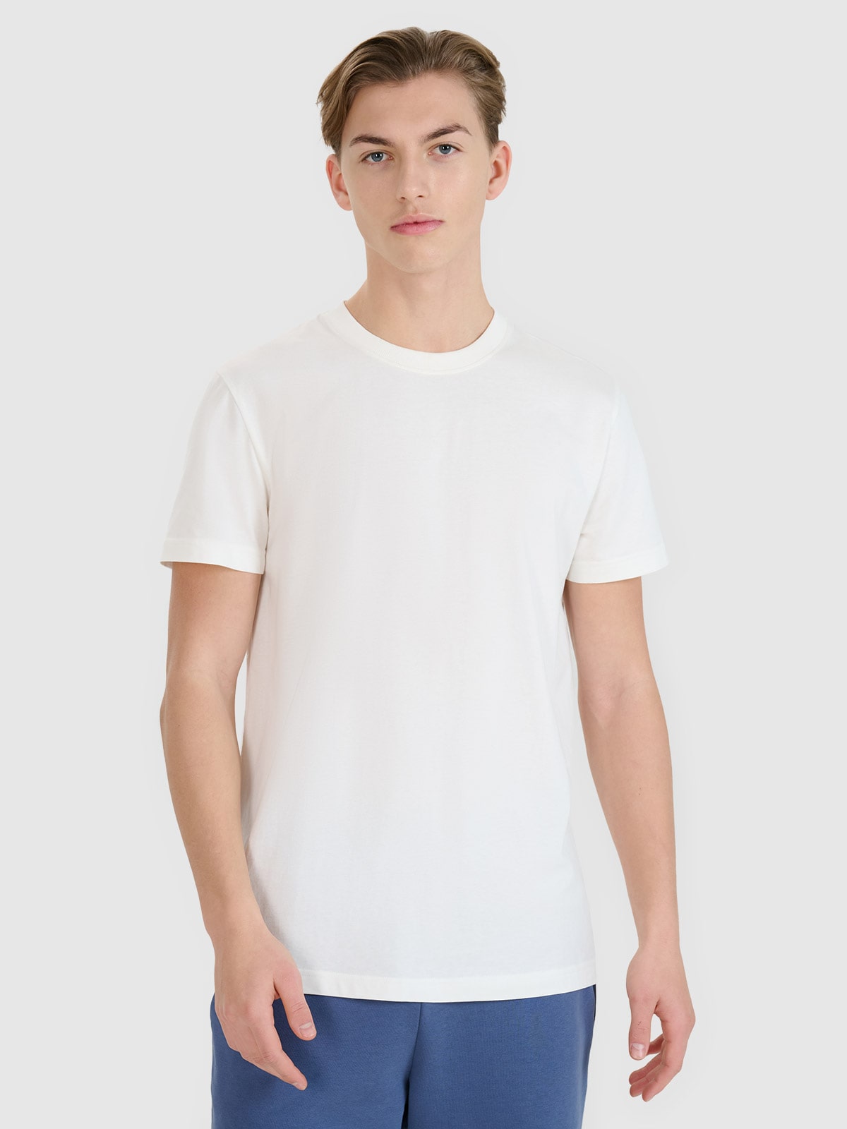 4F T-shirt regular z nadrukiem męski - biały L