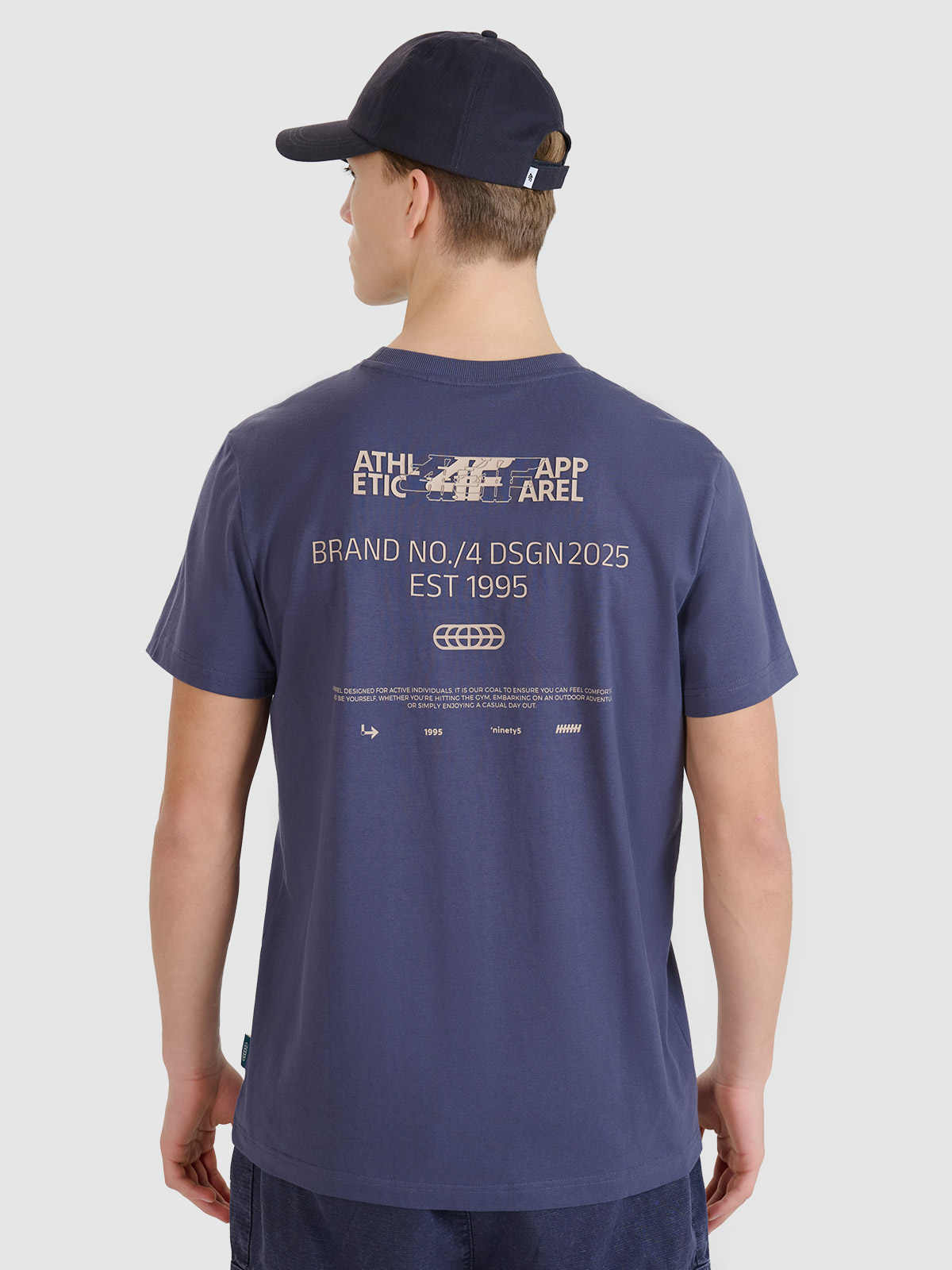 4F T-shirt regular z nadrukiem męski - szary M