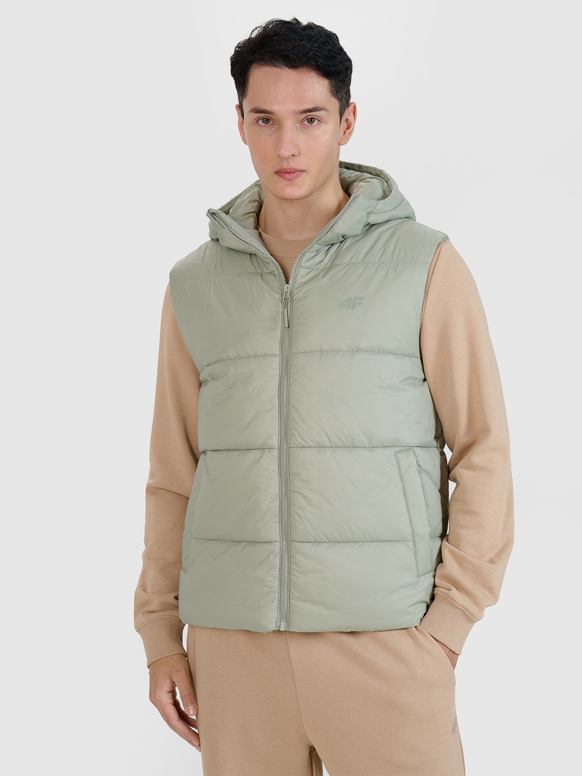4F Bezrękawnik puchowy z wypełnieniem syntetycznym męski - oliwkowy 3XL