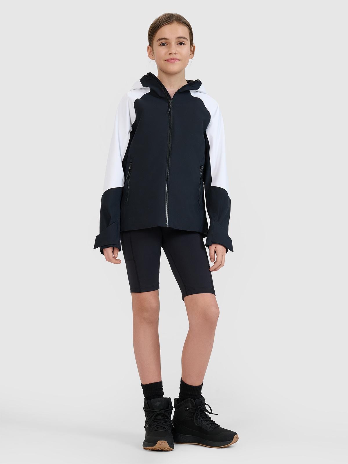 4F Kurtka trekkingowa membrana 5000 dziewczęca - czarna 122 (6-7 lat)