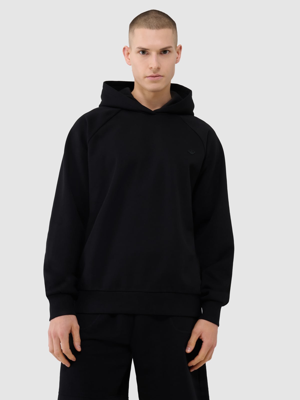 4F Bluza dresowa nierozpinana z kapturem uniseks - czarna L