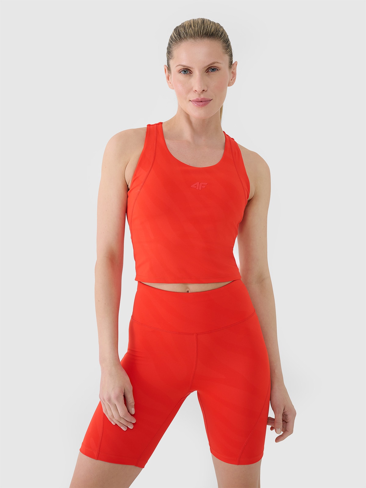 4F Crop top treningowy szybkoschnący damski - czerwony XS