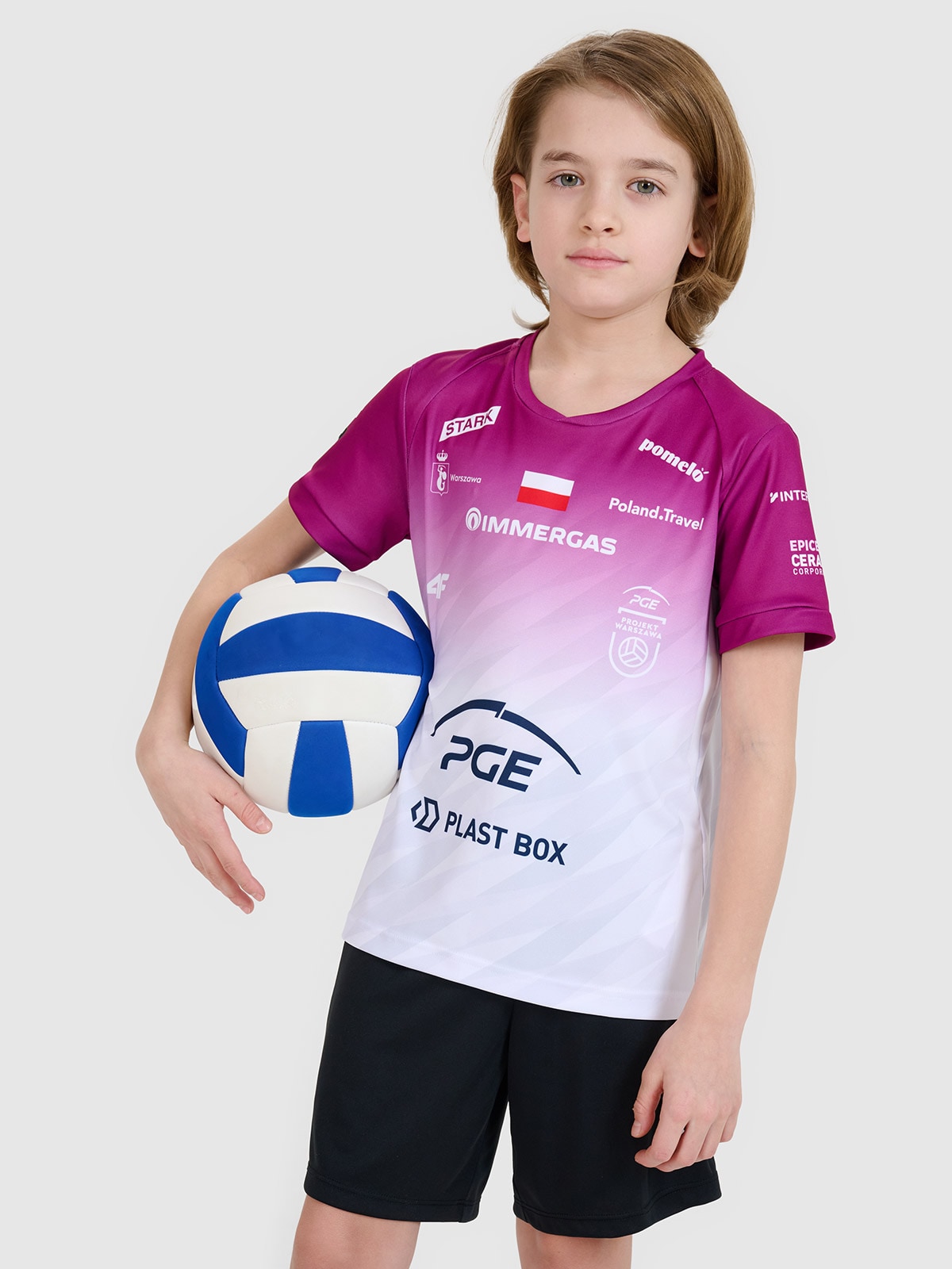 4F Koszulka meczowa replika domowa Liga Mistrzów CEV z sezonu 2024/2025 dziecięca 4F x Projekt Warszawa - multikolor 98/104