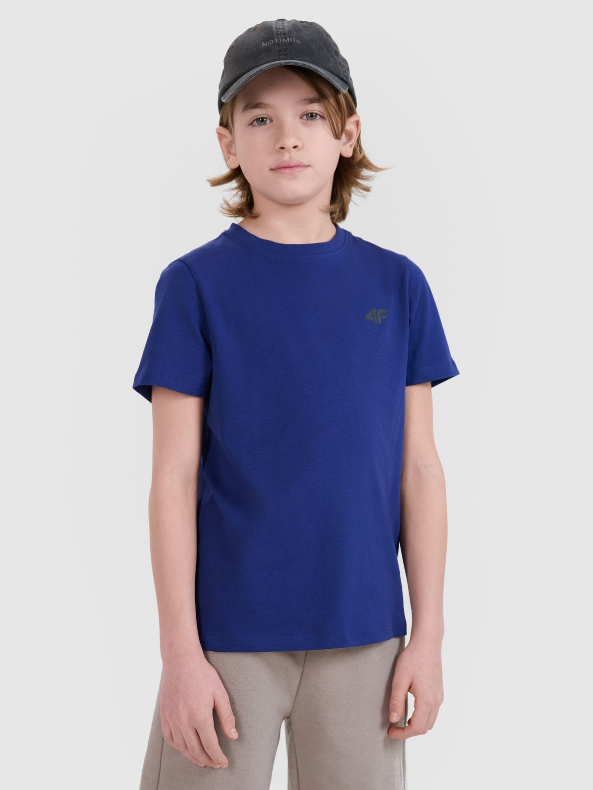 4F T-shirt regular gładki chłopięcy - niebieski 152 (11-12 lat)