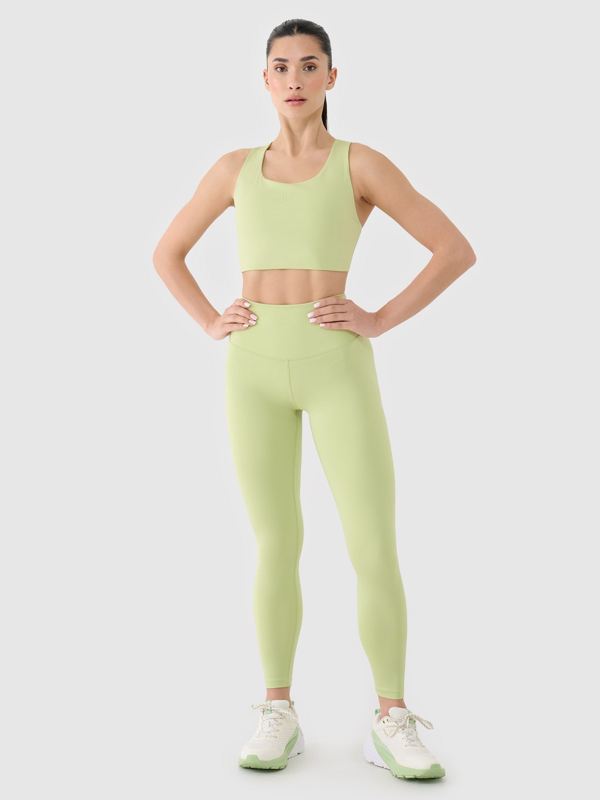 4F Legginsy treningowe z wysokim stanem damskie - zielone L