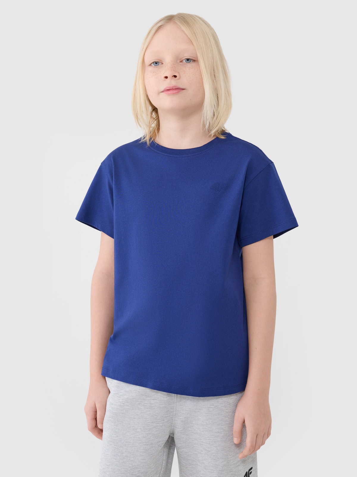 4F T-shirt oversize gładki chłopięcy - niebieski 152 (11-12 lat)