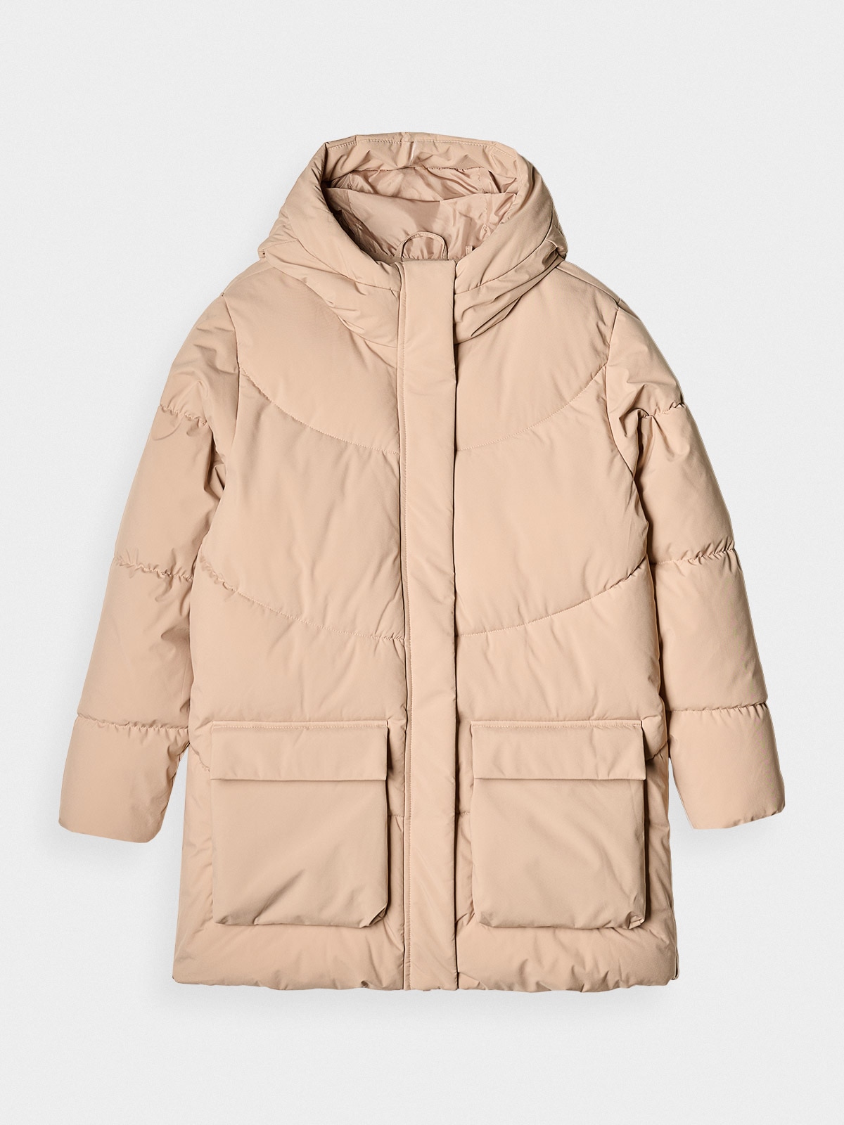 4F Kurtka puchowa z syntetycznym wypełnieniem damska - beżowa XXL