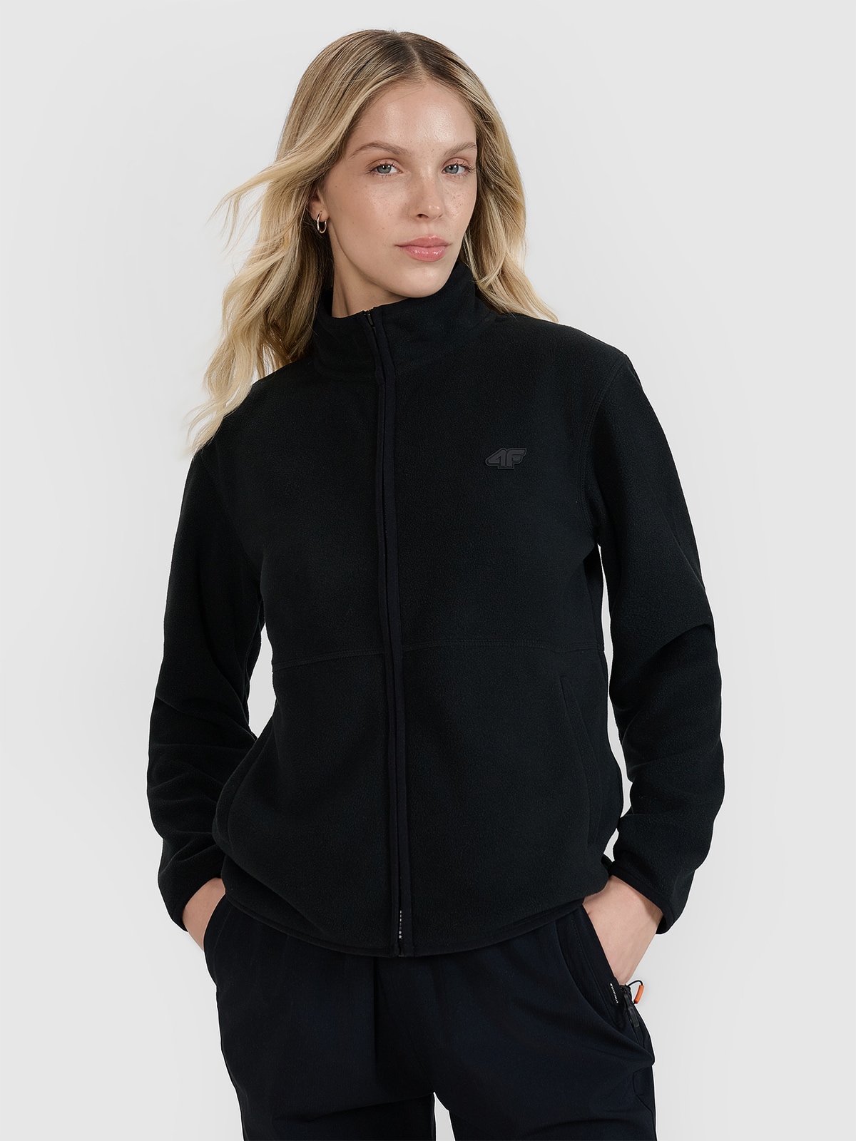 4F Polar ze stójką regular damski - czarny XXL