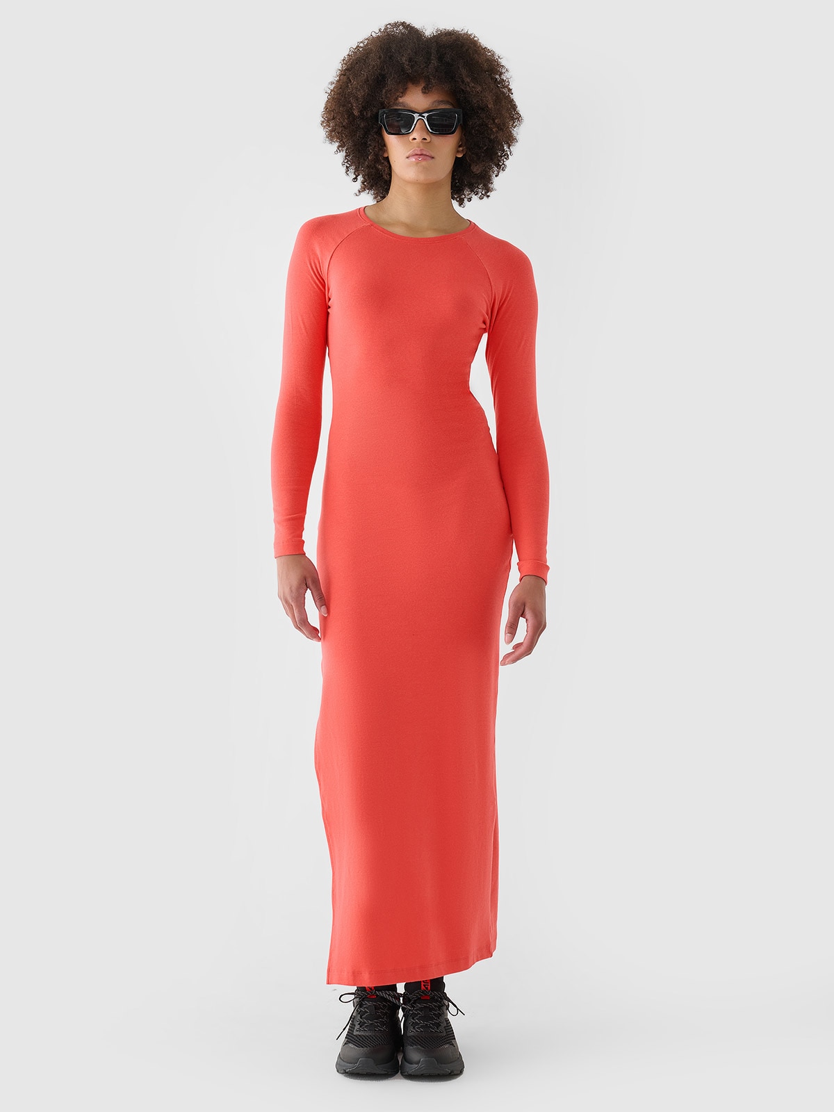 4F Sukienka ołówkowa maxi damska - czerwona XL