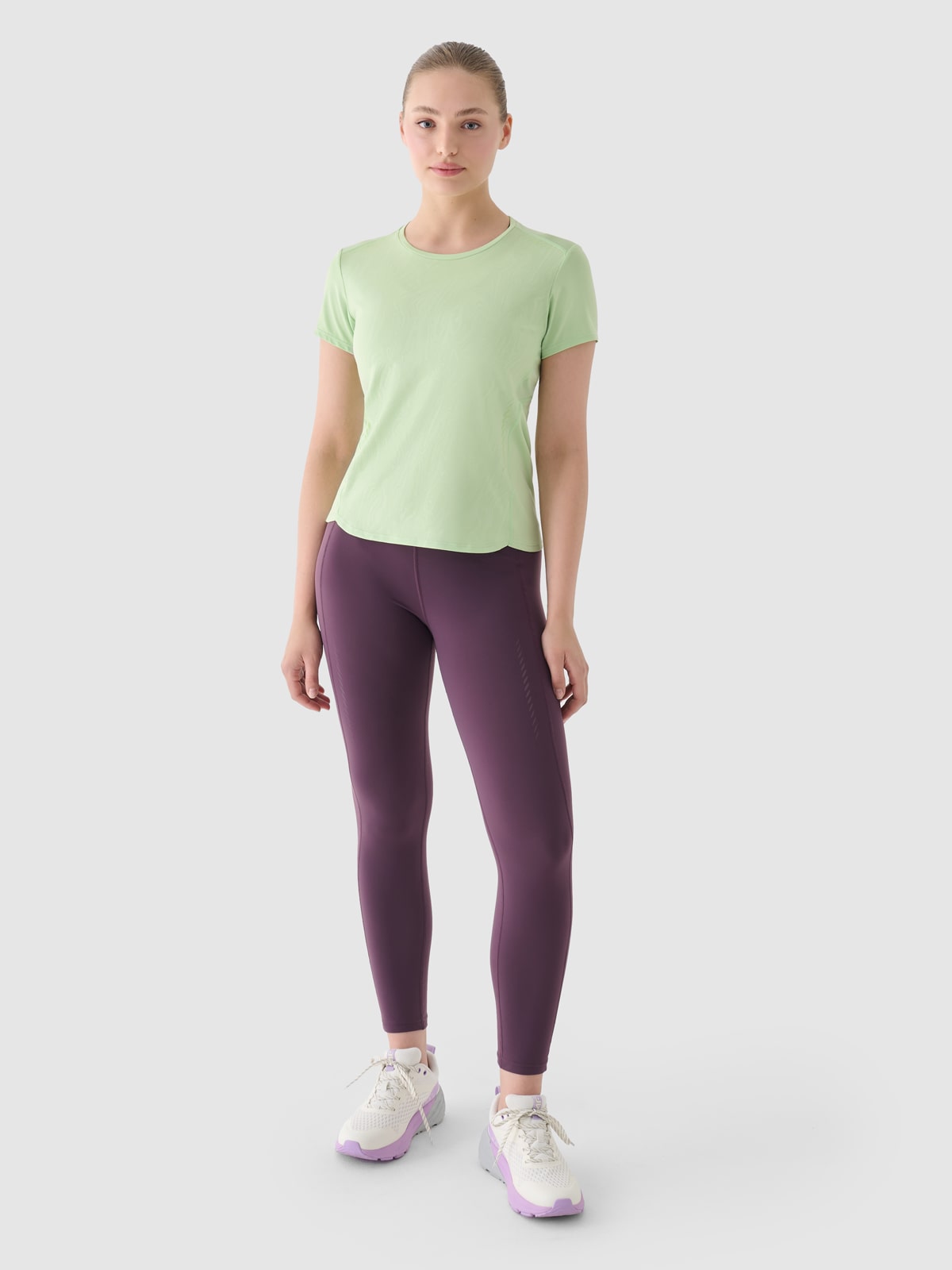 4F Legginsy do biegania z wysokim stanem damskie - fioletowe XS