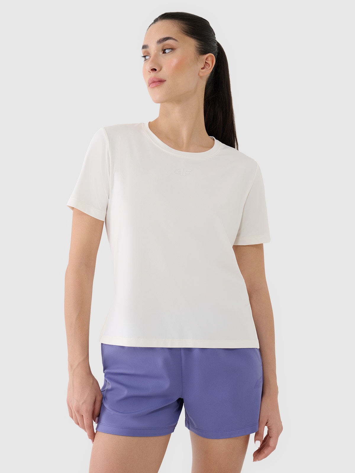 4F Koszulka treningowa oversize szybkoschnąca damska - biała XXL