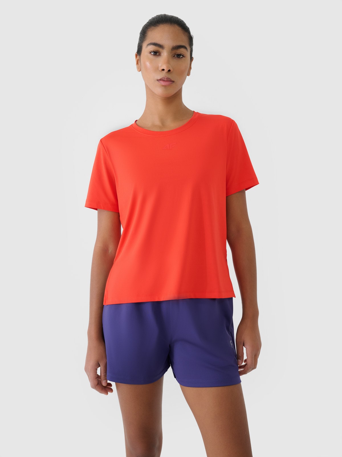 4F Koszulka treningowa oversize szybkoschnąca damska - czerwona S