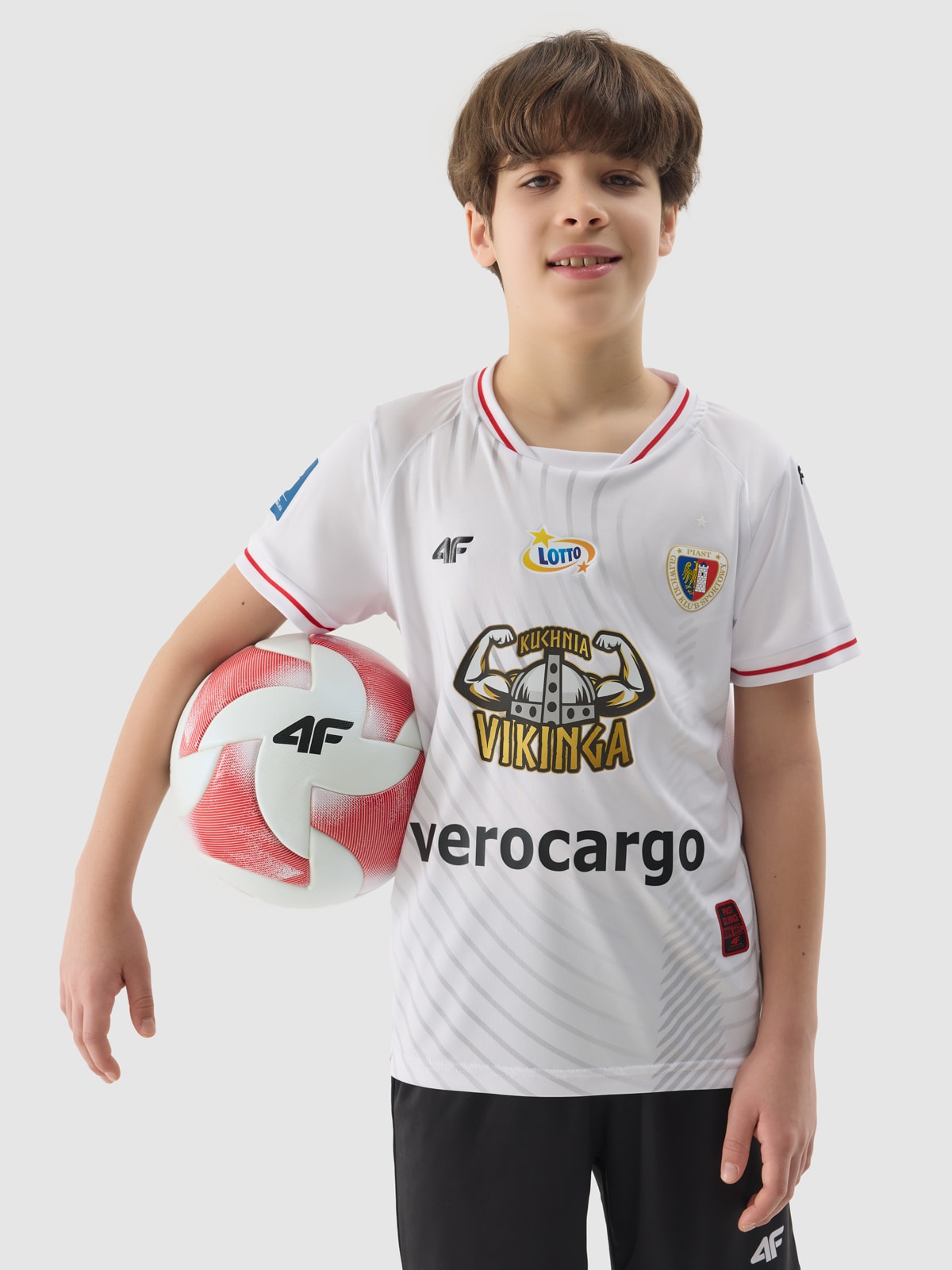 4F Koszulka klubowa wyjazdowa z sezonu 2023/24 dziecięca 4F x Piast Gliwice - biała 158/164 (12-14 lat)