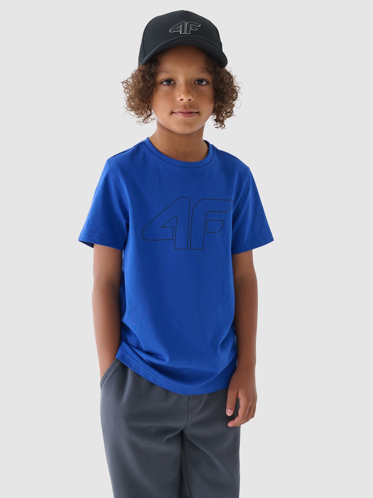 4F T-shirt z nadrukiem chłopięcy - niebieski 164 (13-14 lat)