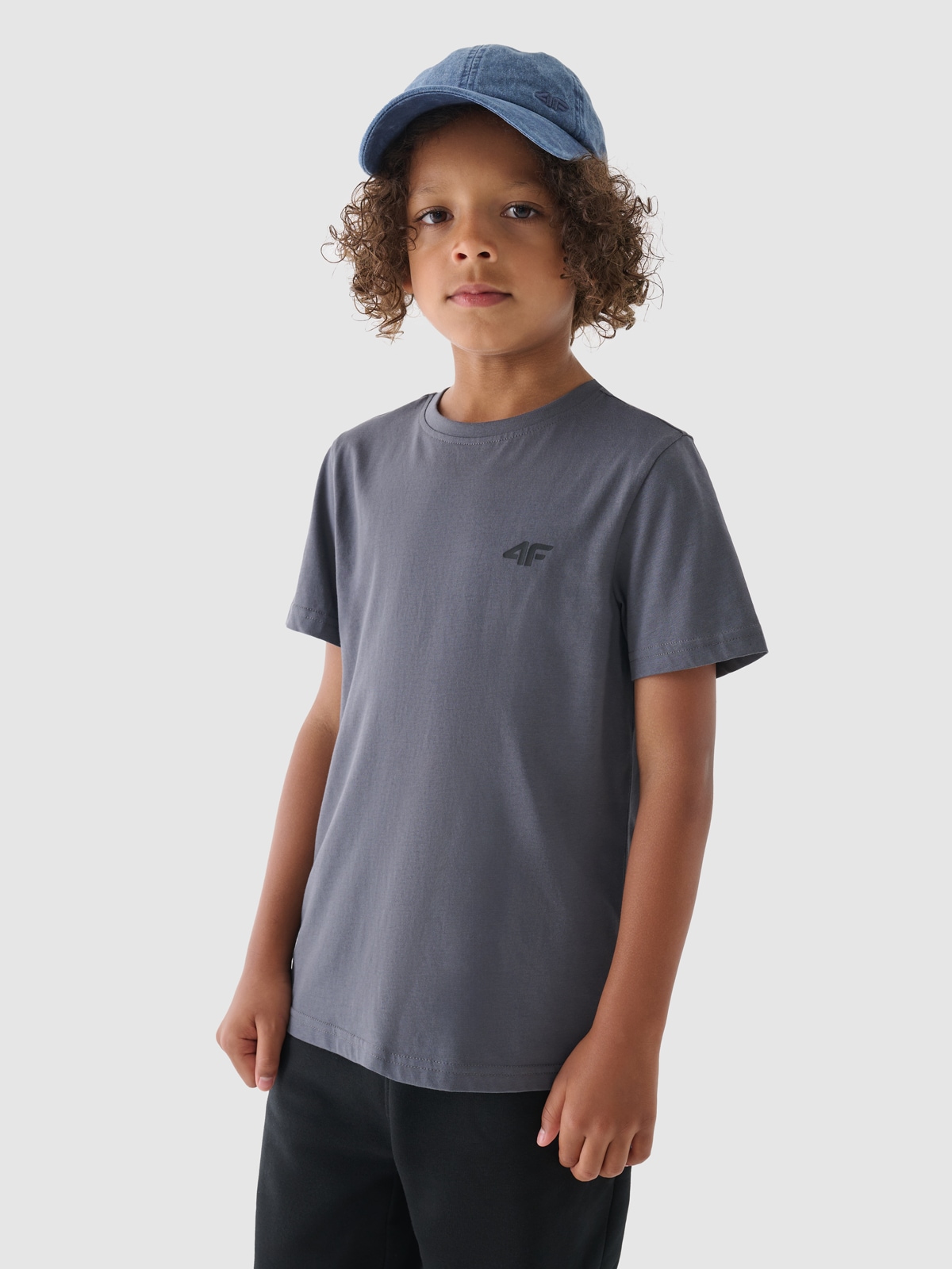 4F T-shirt gładki chłopięcy - szary 158 (12-13 lat)