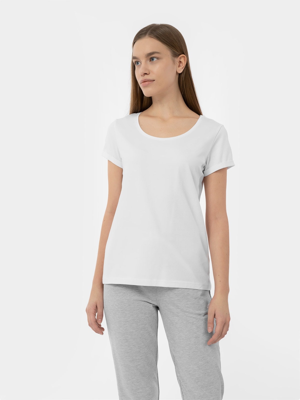 4F T-shirt regular gładki damski XS