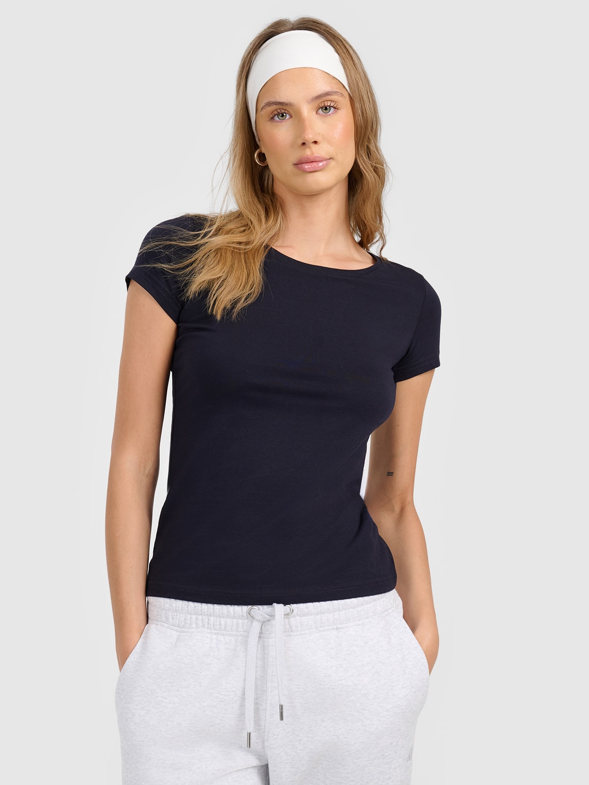 4F T-shirt regular gładki damski XS