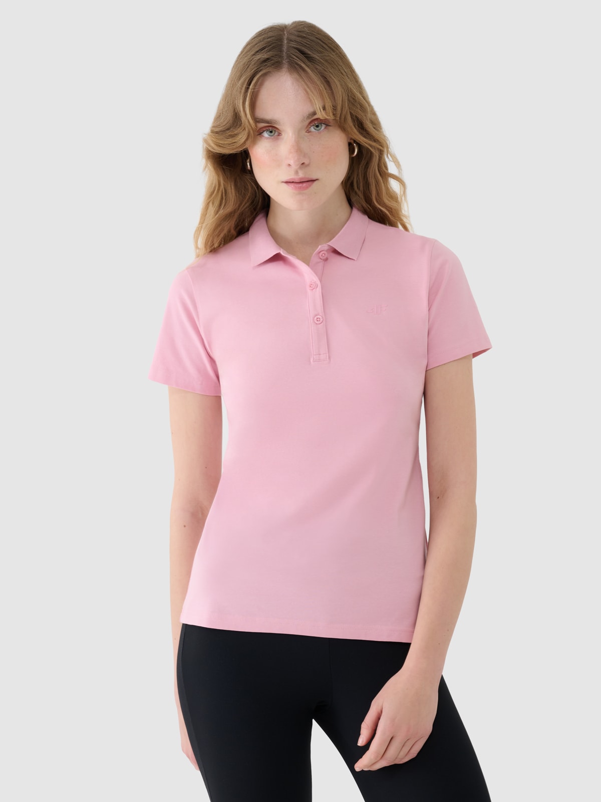 4F Koszulka polo slim damska - różowa XS