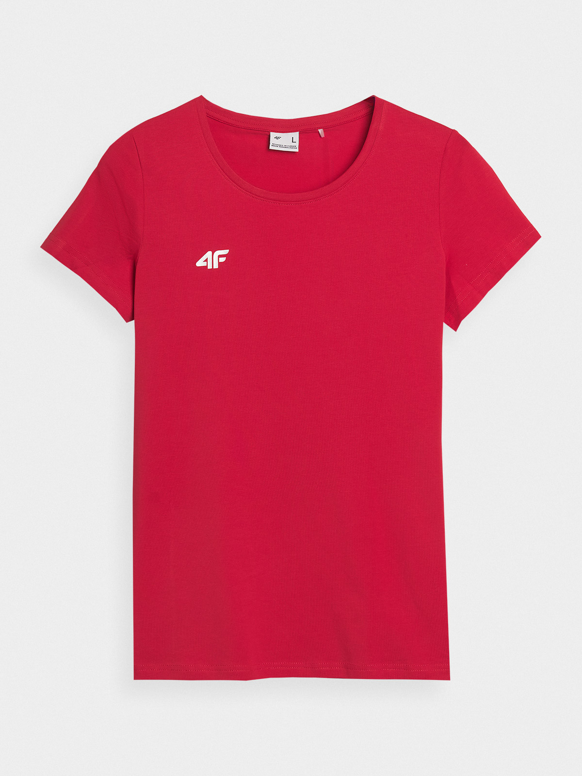 4F T-shirt slim gładki damski - czerwony XS