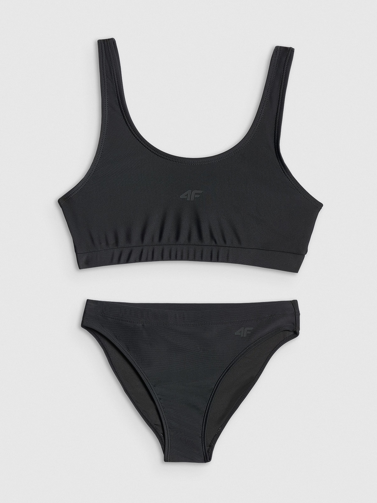 4F Kostium kąpielowy dwuczęściowy dziewczęcy - czarny 134/140 (8-10 lat)