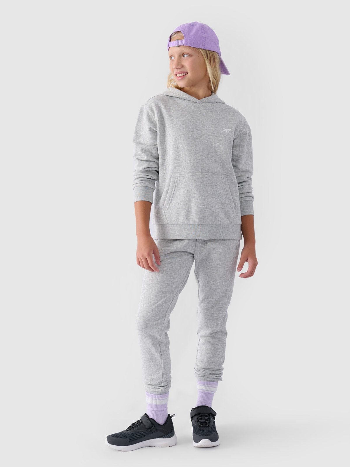 4F Spodnie dresowe joggery dziewczęce - szare 164 (13-14 lat)