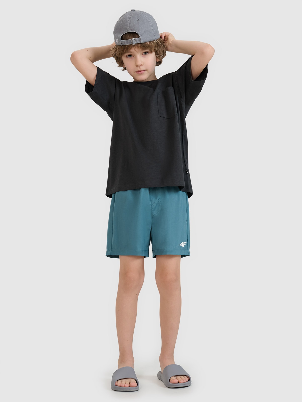 4F Spodenki plażowe boardshorty chłopięce - turkusowe 158/164 (12-14 lat)
