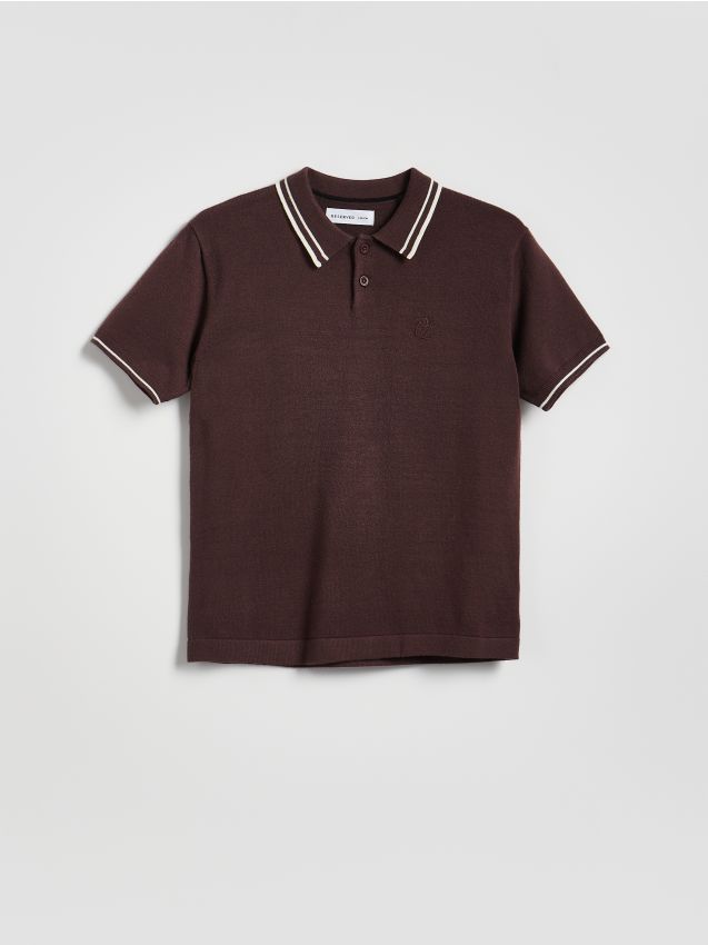 Reserved - T-shirt polo - brązowy