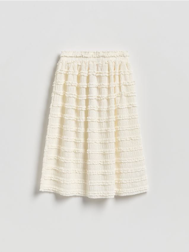 Reserved - Strukturalna spódnica maxi - złamana biel