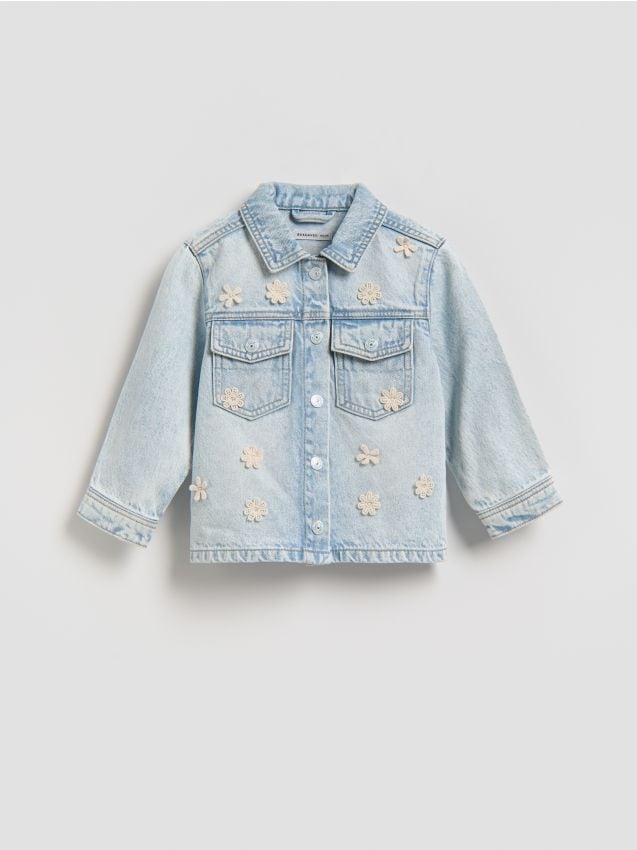 Reserved - Kurtka jeansowa z aplikacją - niebieski