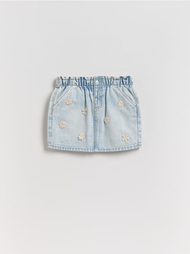 Reserved - Jeansowa spódnica z aplikacją - niebieski