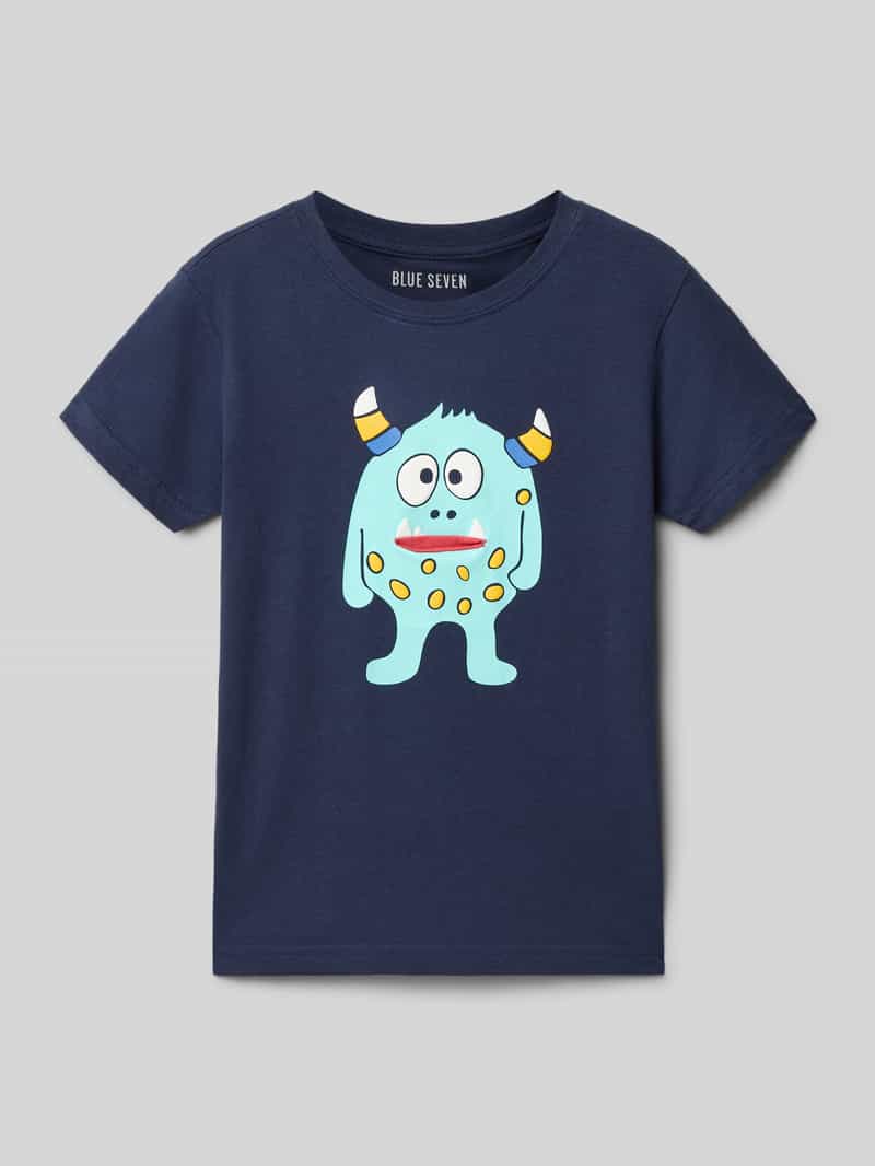t-shirt z okrągłym dekoltem i nadrukiem z motywem