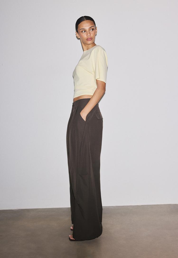 Stradivarius Eleganckie spodnie barrel Brązowy 32