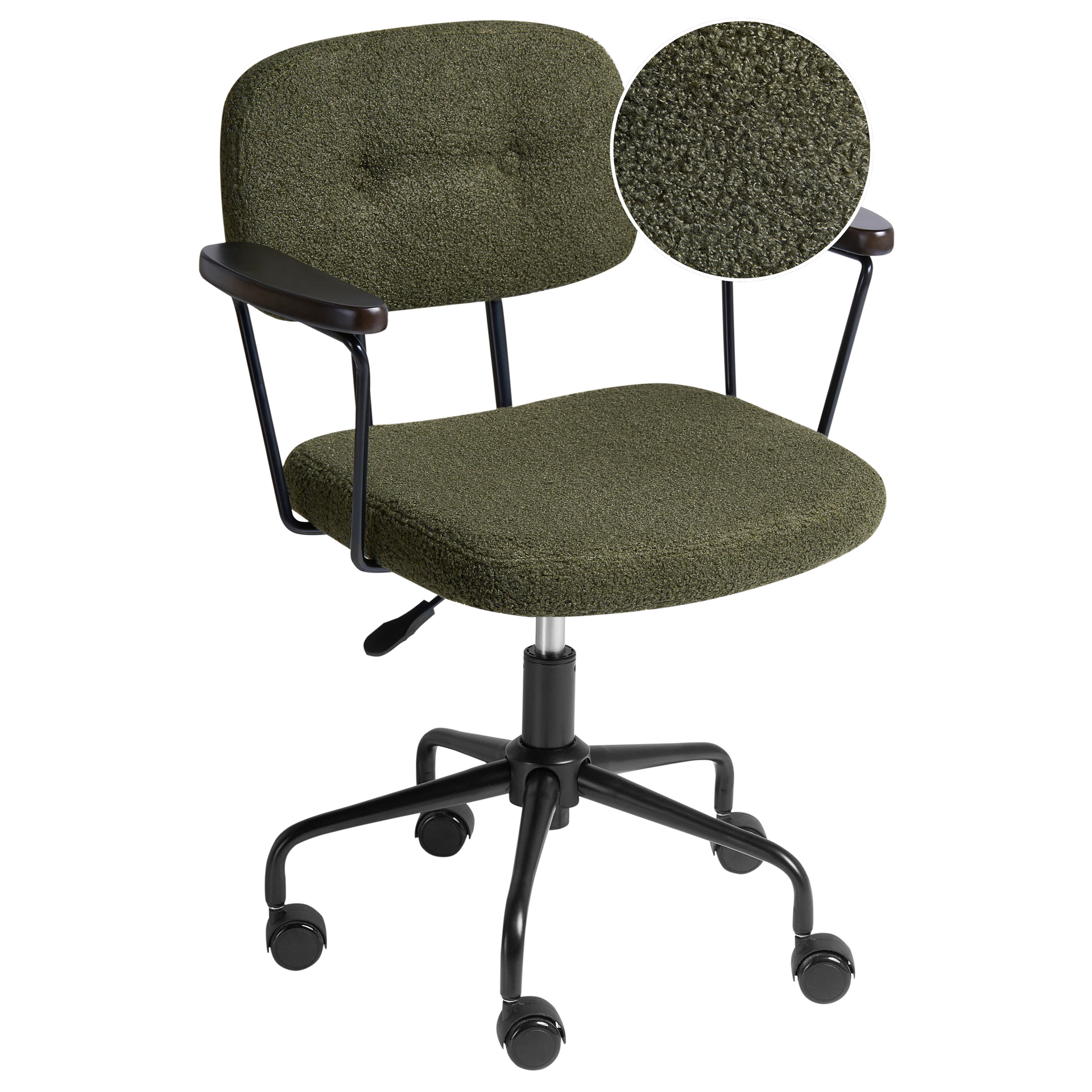 Beliani Krzesło obrotowe ALGERITA Boucle Ciemnozielony