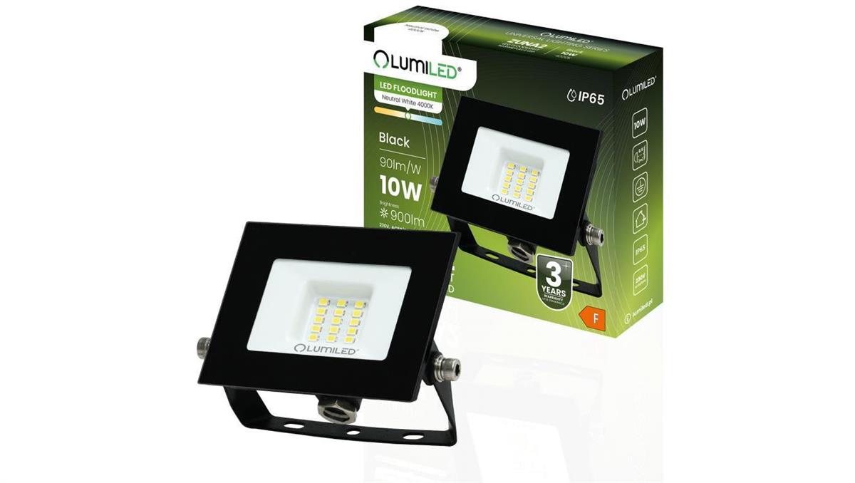 LUMILED Naświetlacz LED ZUNA2 10W 900lm 4000K IP65 Czarny LUMILED